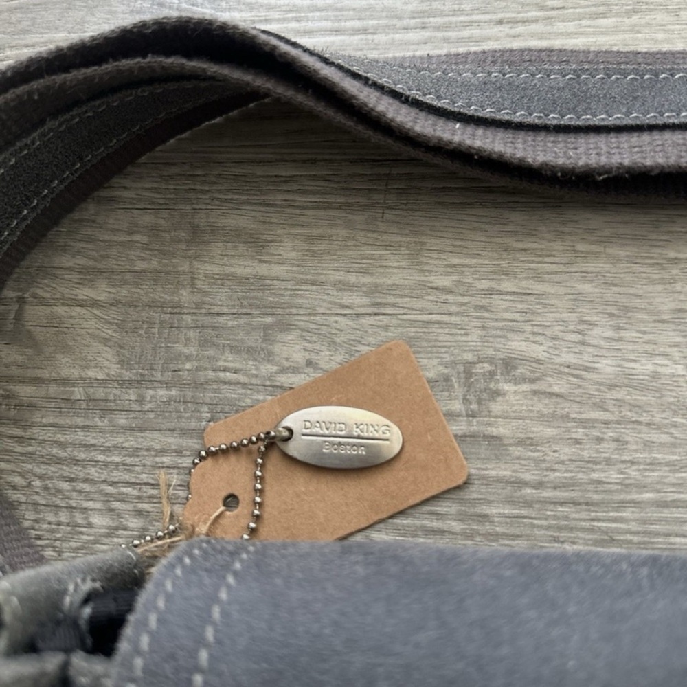 David King & Co. North South Laptop Messenger bag Dark Grey Suede Leather Men's - Picture 6 of 12